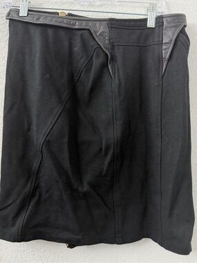 Boston Proper Black Ponte Skirt - Gold Asymmetrical Zipper - Size 6